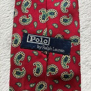 VTG Polo Ralph Lauren Neck Tie 100% Silk‎ USA Paisley Red Green Blue Yellow